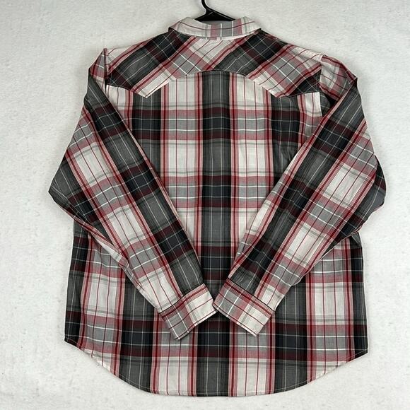 Vintage Levi’s Pearl Snap Western Shirt Plaid Red White Gray Size XL - Picture 2 of 9